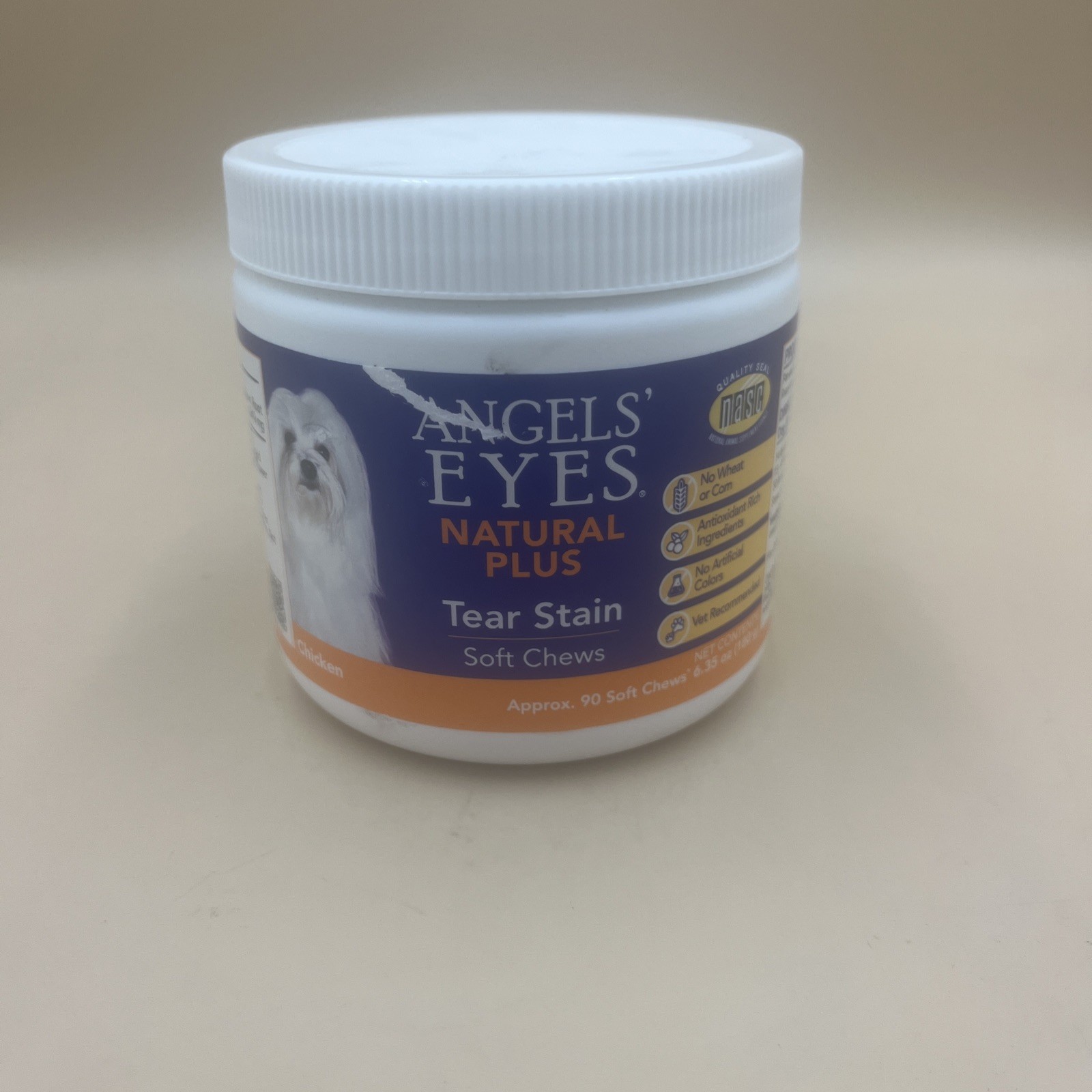 Angels’ Eyes Tear Stain for Dogs Chicken Flavor 90 Count Soft Chews. Exp 10/26