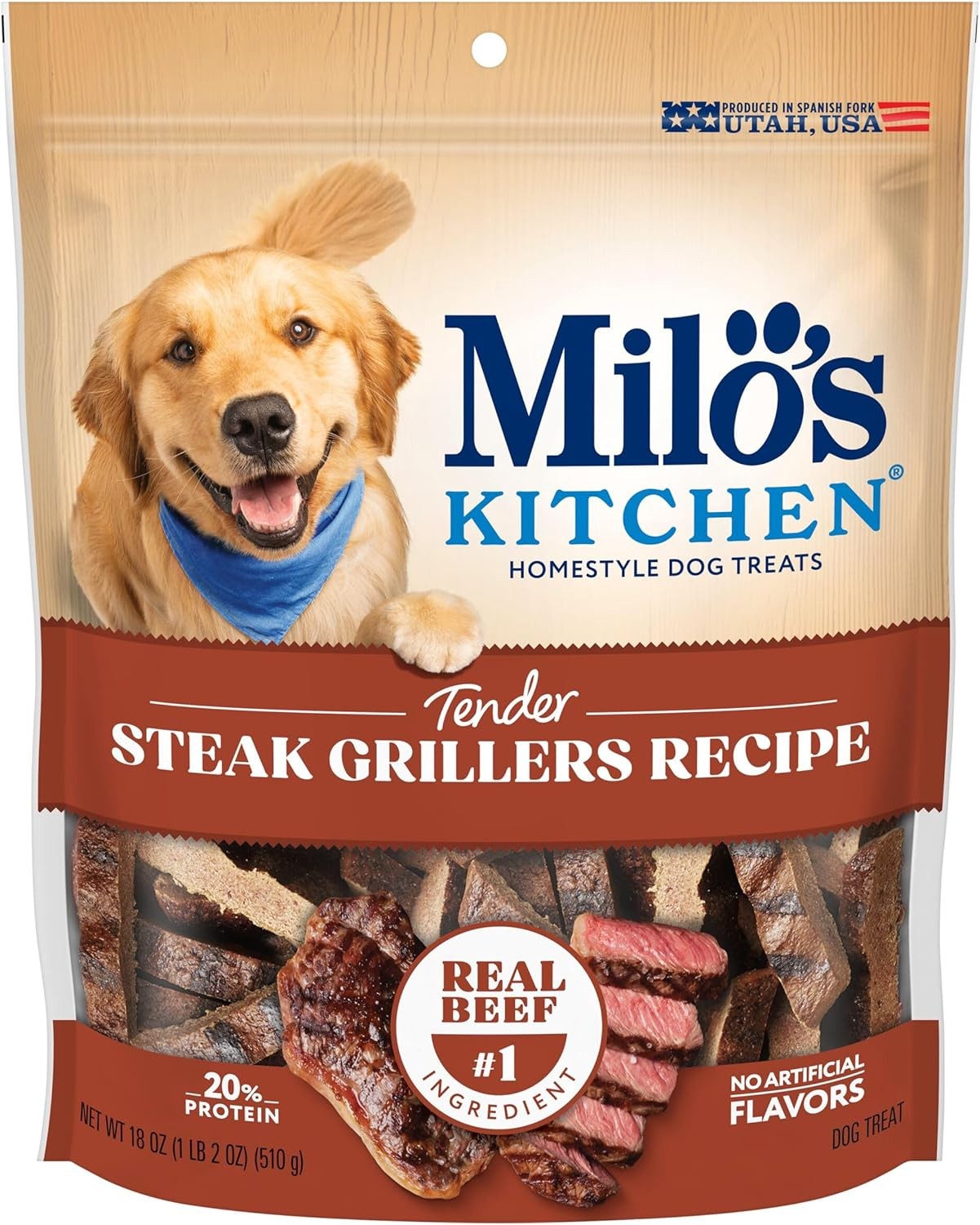 Milo’s Kitchen Homestyle Dog Treats, Steak Grillers, 18 18 Ounce (Pack of 1)