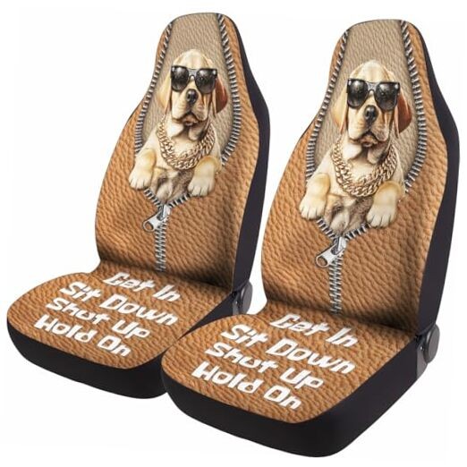 Car Seat Covers Set of 2, Labrador Dog Breathable Front Labrador Retriever