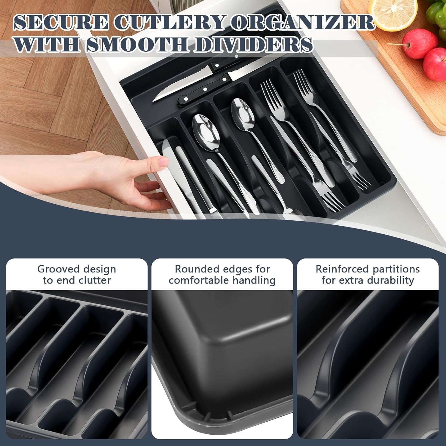 49 PCS Silverware Set – Stainless Steel Silverware Set with Organizer for 8, Fla