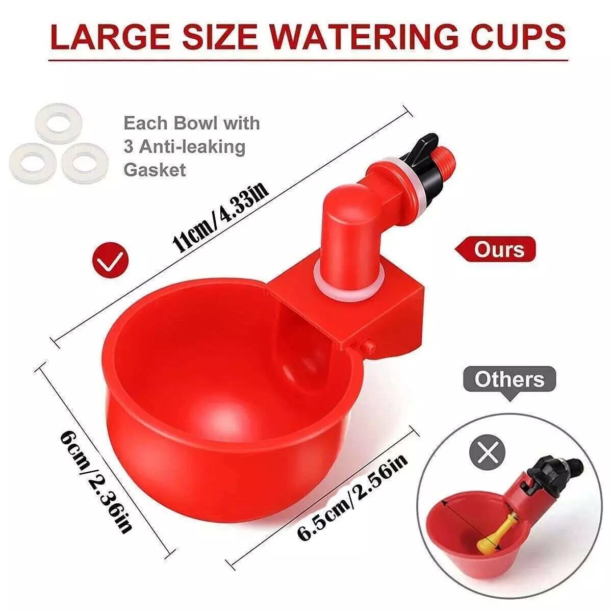 12x Chicken Automatic Watering Cups, Drinker Waterer, for Duck Quail Hen Poultry