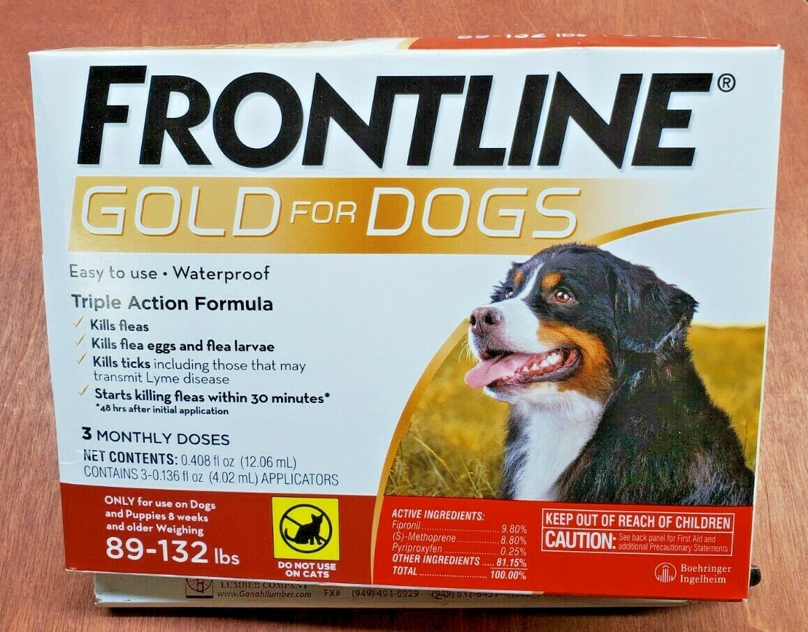 Frontline Gold 100% Genuine Epa. Approved for Dogs 89 – 132 Lbs. ( 3 Doses )
