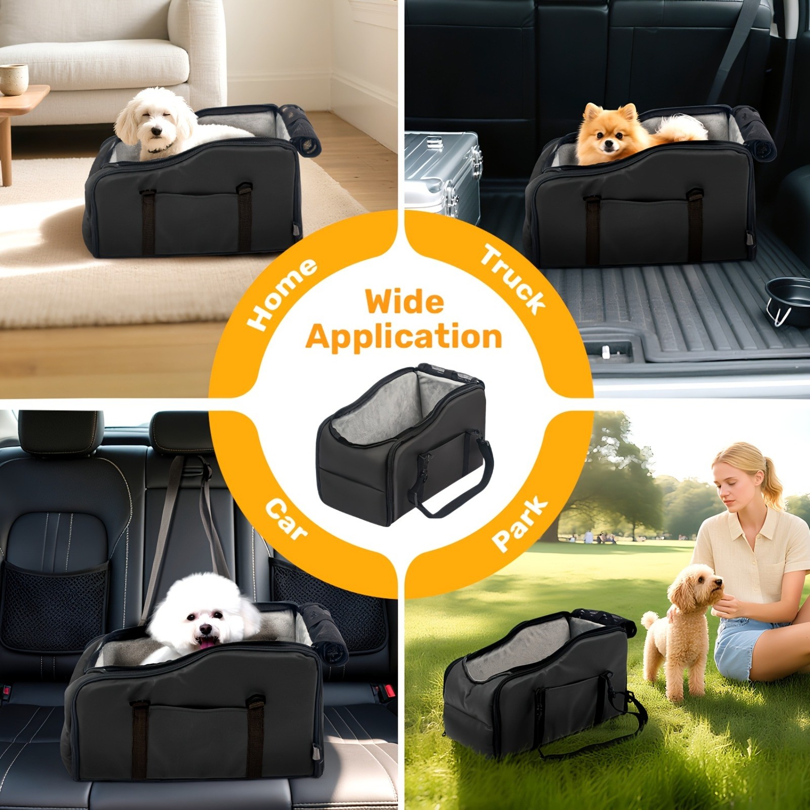 Portable Dog Booster Car Seat Travel Vehicle Backpack Carrier Bag for Small Dogs