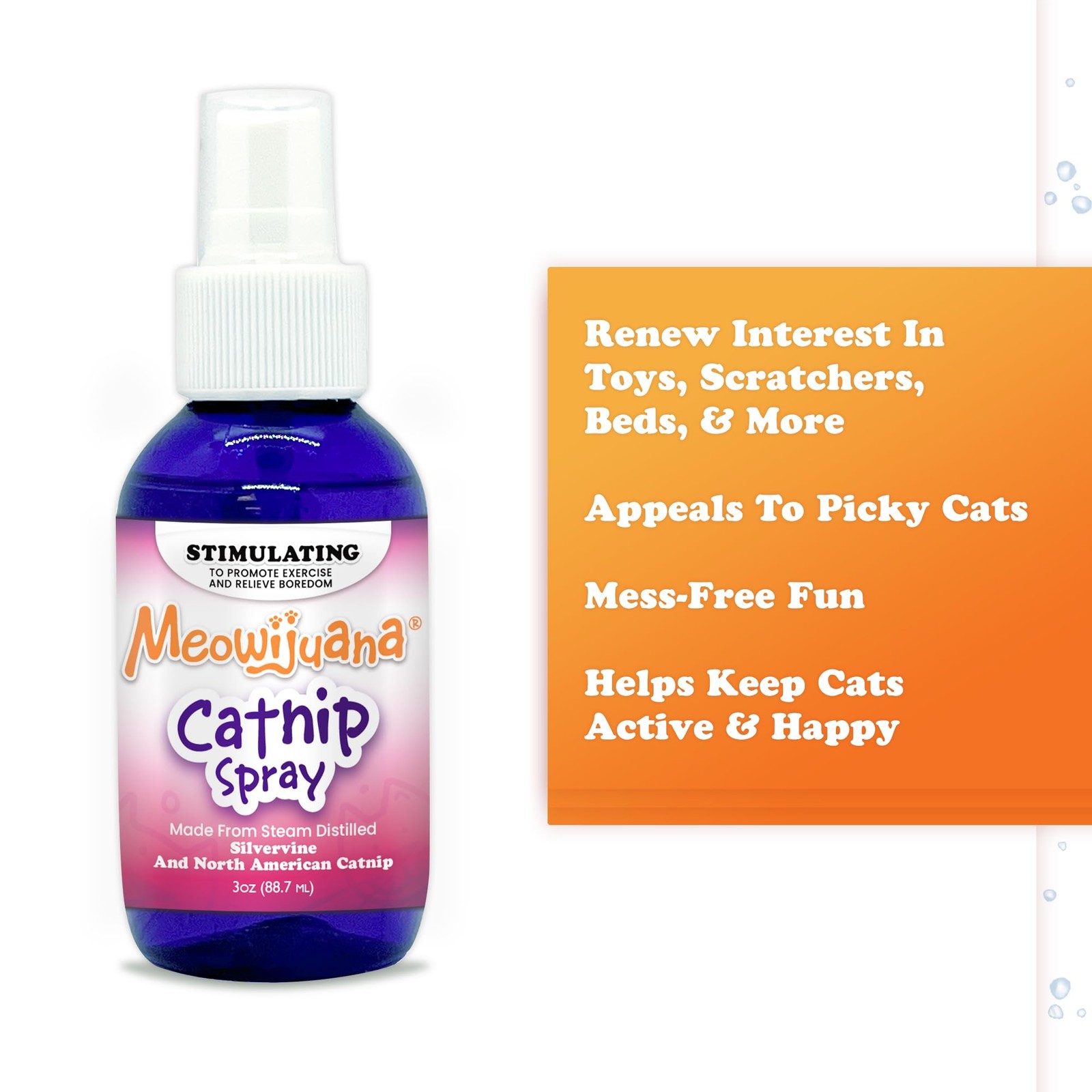 Meowijuana 3 Inches X 2 X 2 Inches, Catnip Spray with Silvervine