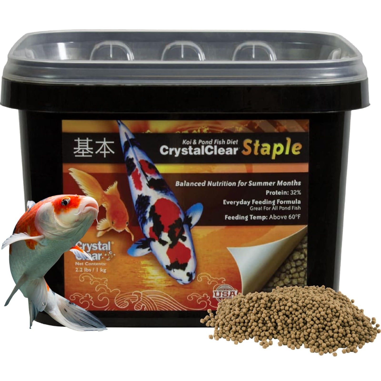 CrystalClear Staple Pond Fish Food for Healthy Koi & Goldfish, Protein Packed Fl