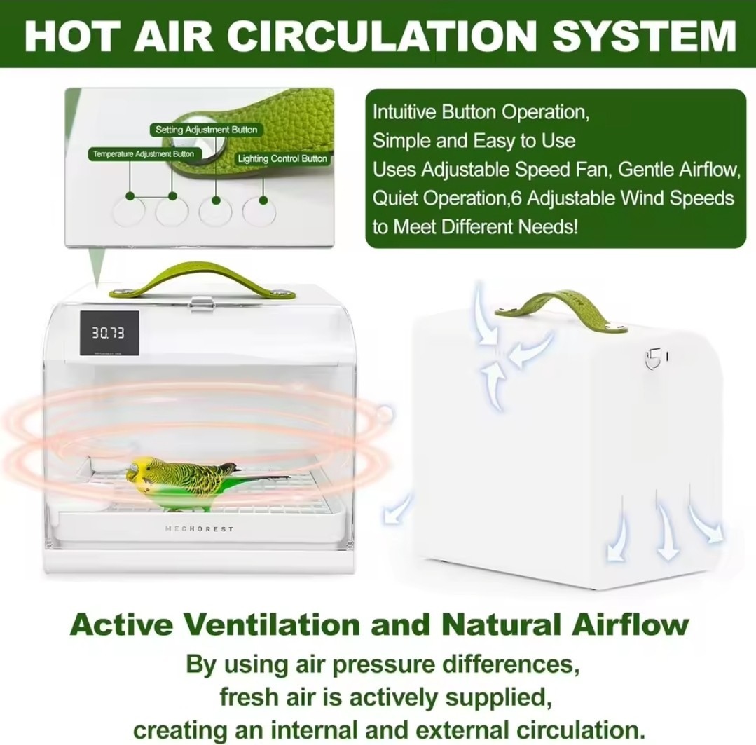Mechorest Portable Pet Bird Brooder Travel Insulation Cage USB Temp Controlled