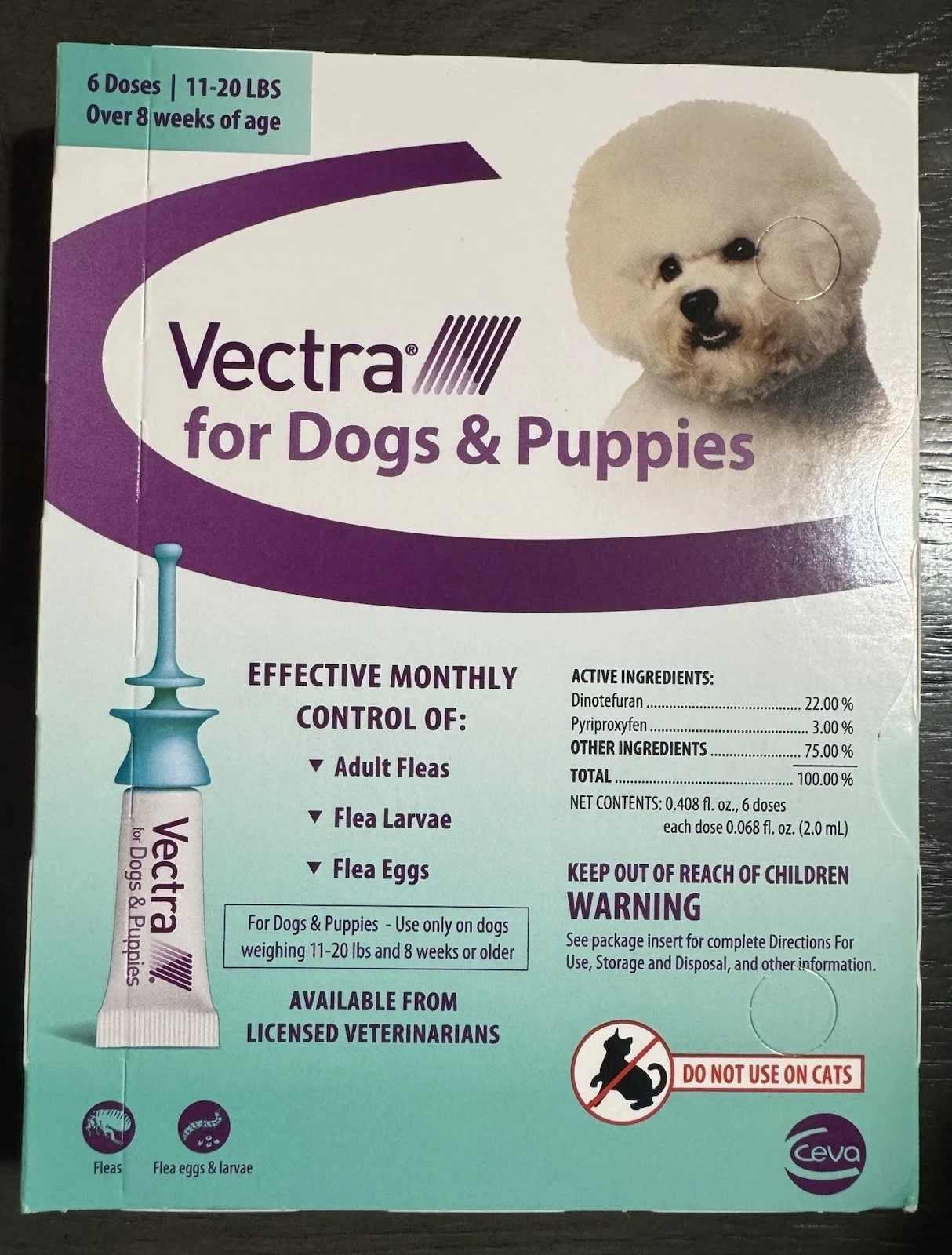 Vectra For Dogs & Puppies Flea Drops For 11-20lb Dogs – 6 Doses