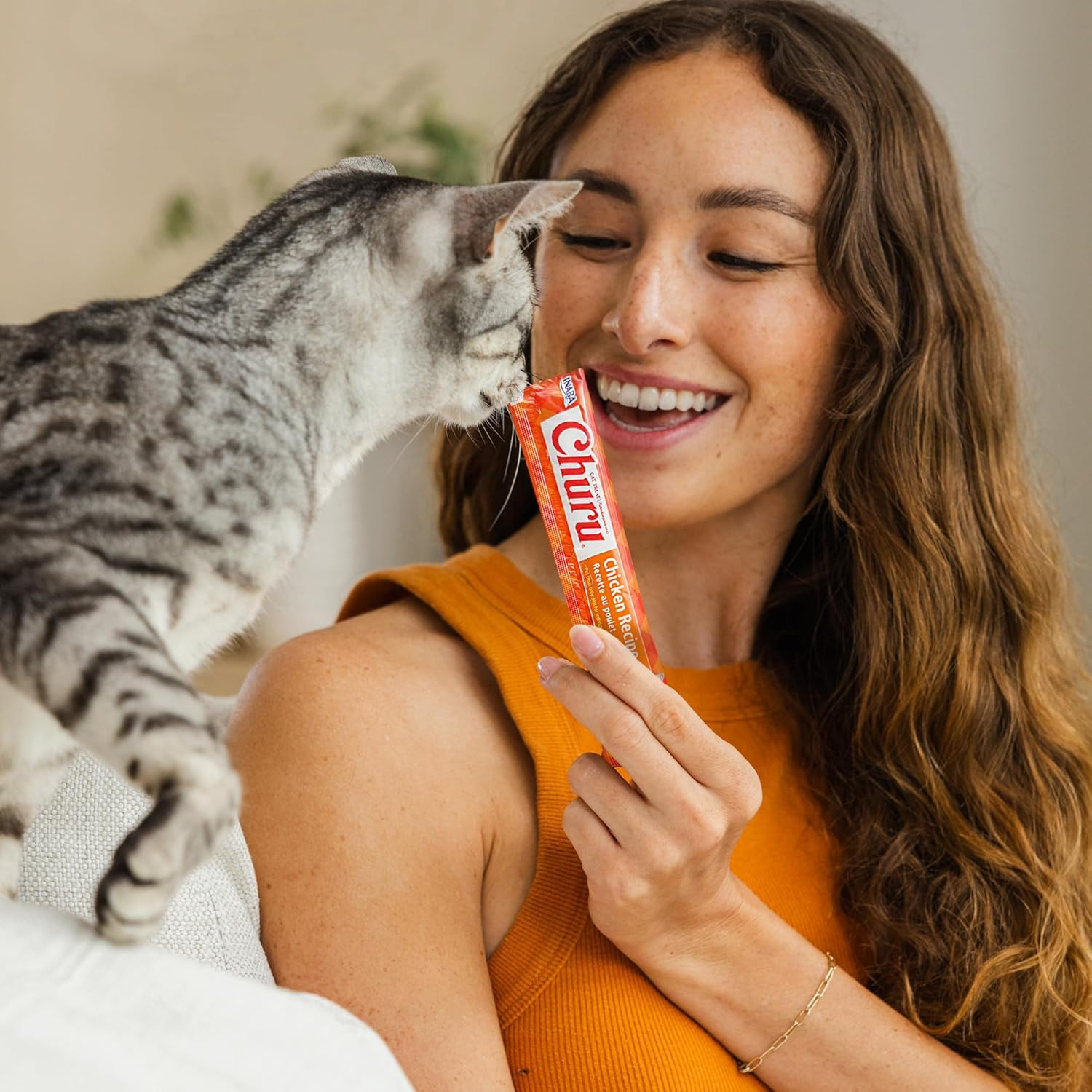 Churu Cat Treats, Lickable, Squeezable Creamy Purée with Vitamin E, 0.5 Ounces p
