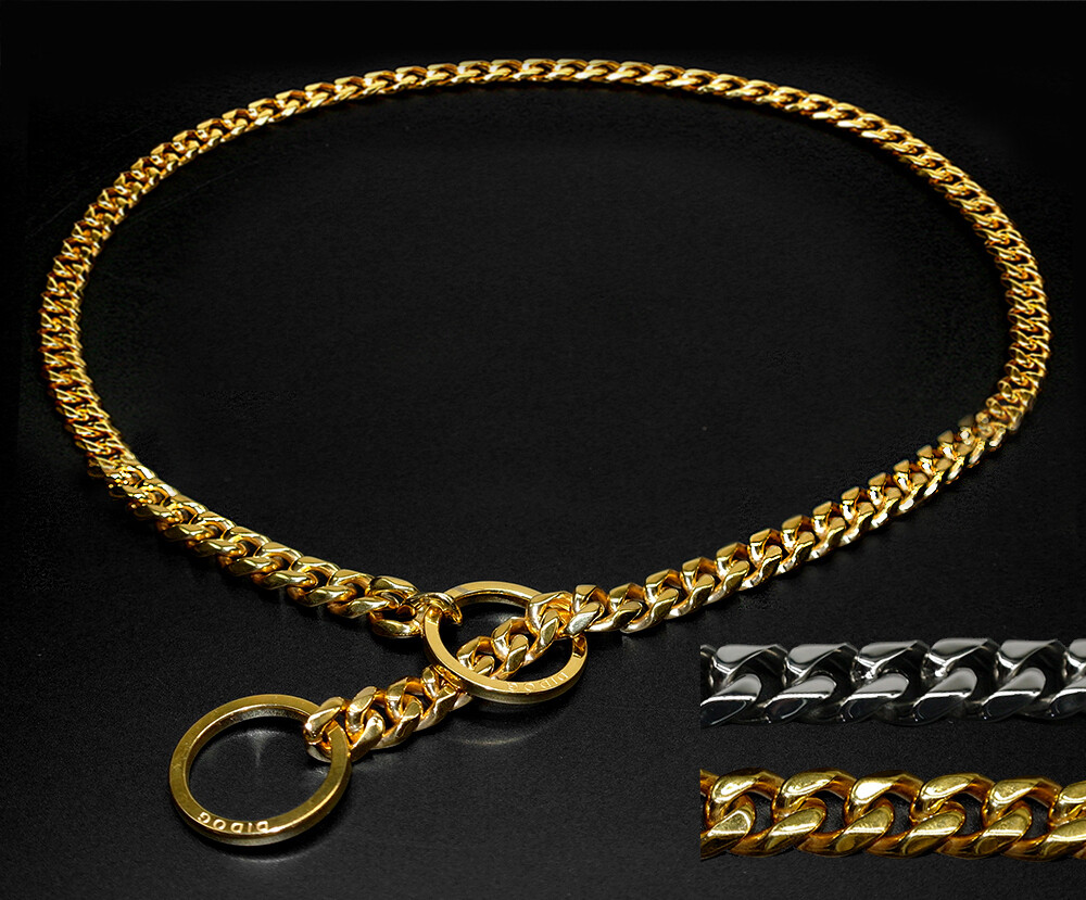 US Dog Show Collar Luxury Choke Chain for Doberman Large Silver Gold 45-75cm
