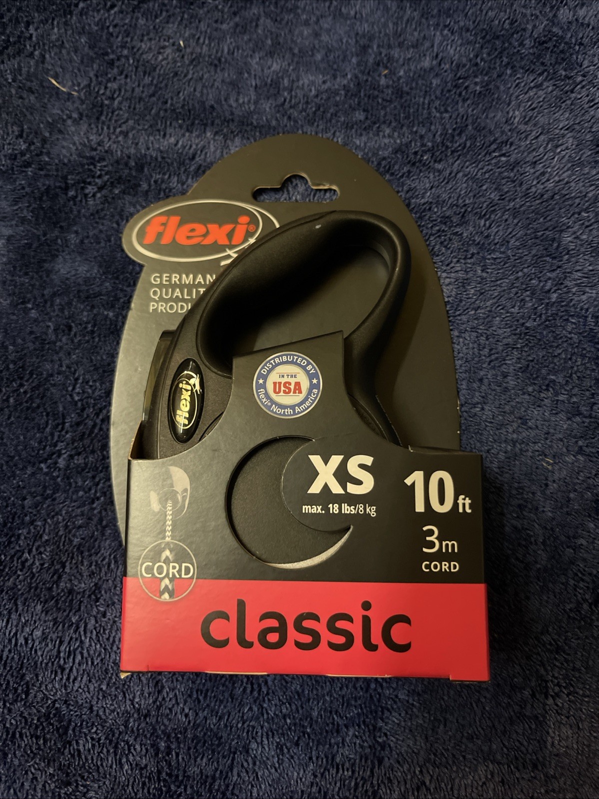 Flexi Classic Cord Retractable Leash 10 ft For XS Dogs Up to 18lbs Black NEW