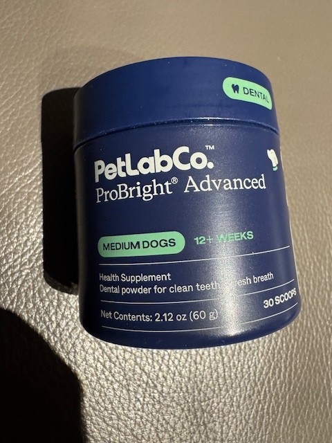 PetLab ProBright ADVANCED Teeth/Fresh Breath 30 Scoops MEDIUM Dogs EXP 8/26