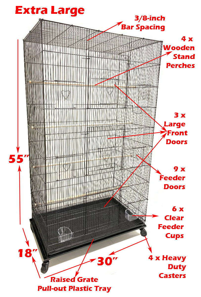 55″ X-LARGE Flight Multiple Parakeet Canaries Finch LoveBird Bird Breeding Cage