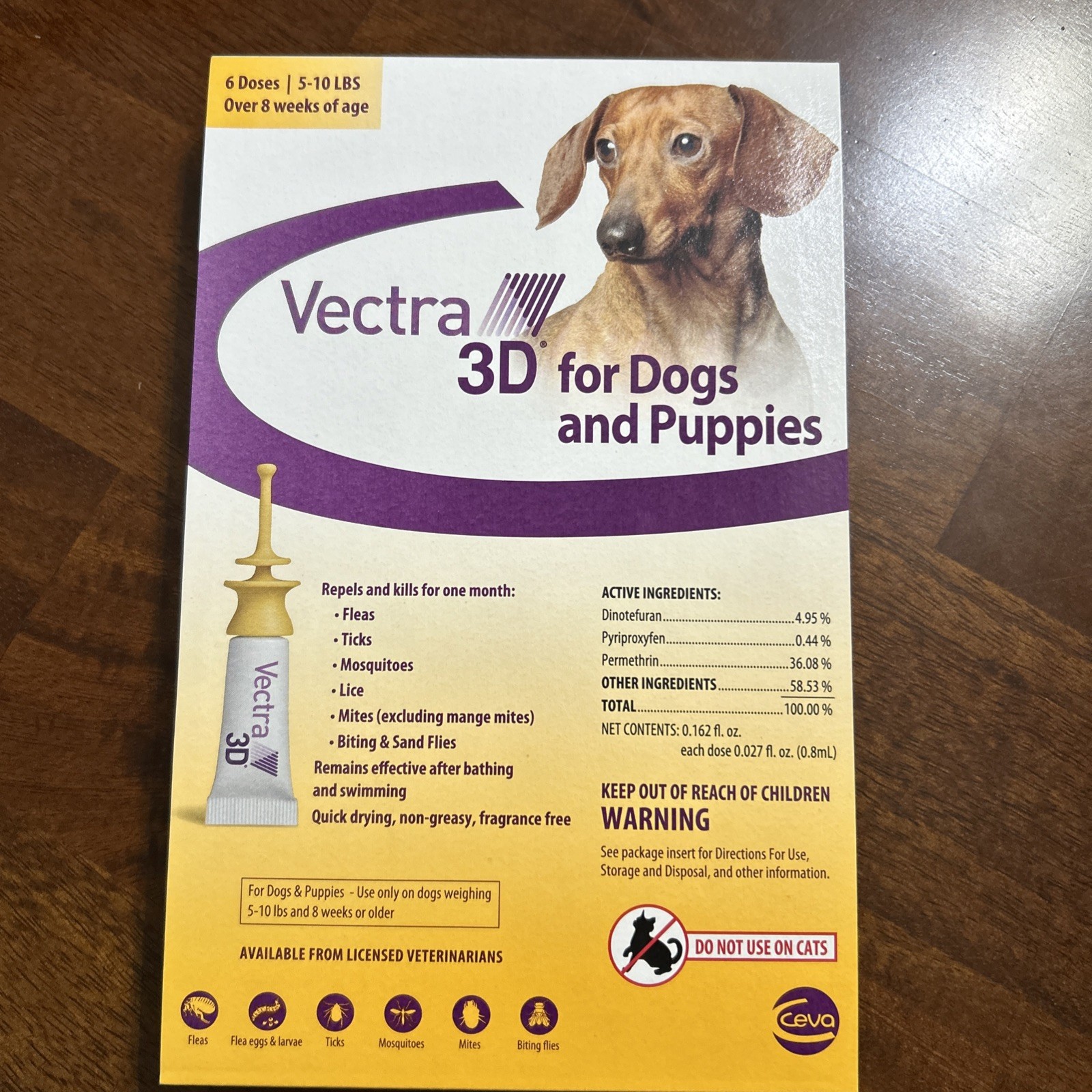Vectra 3D For Dogs 5-10 LBS Yellow 6 Month Supply 6 Doses New Sealed Box