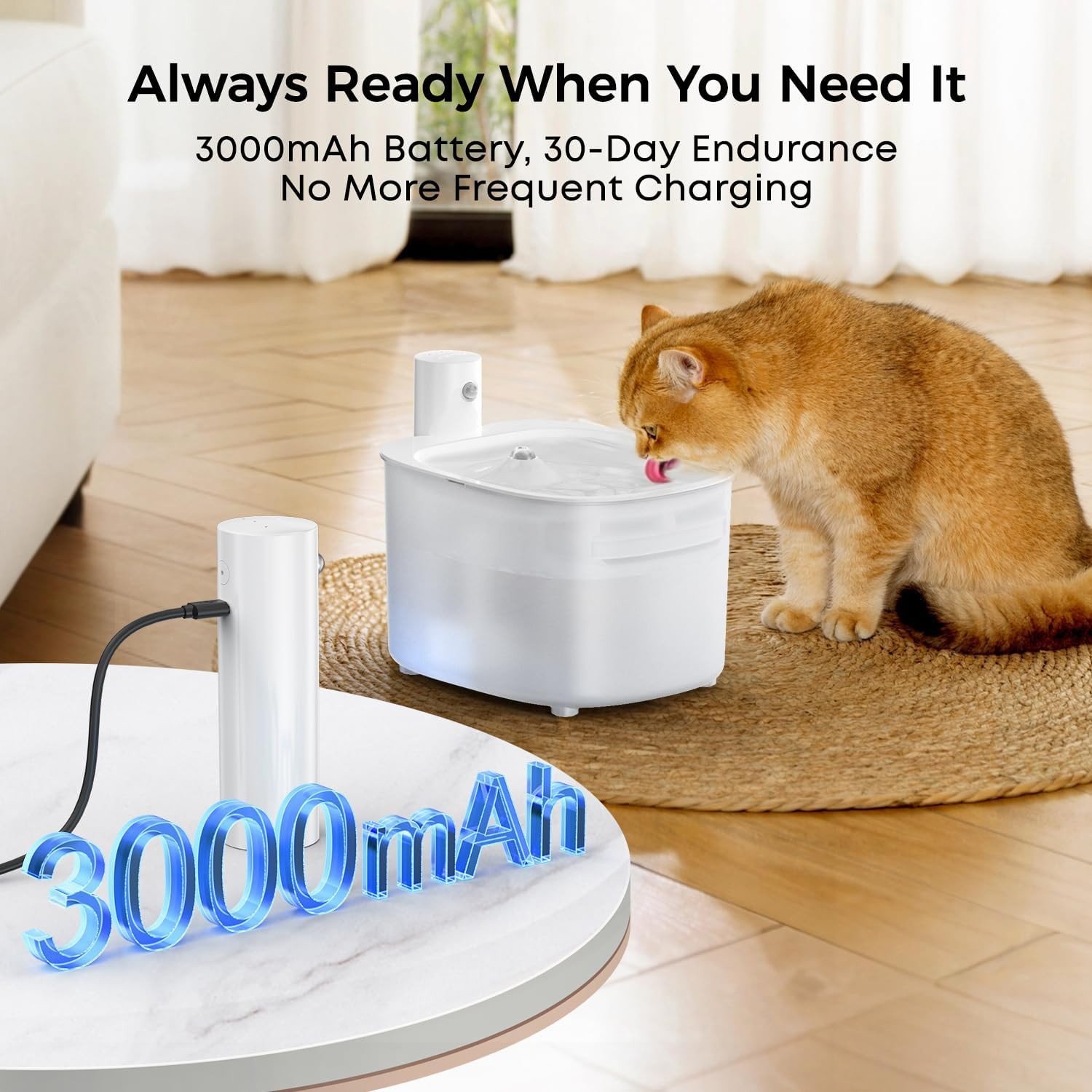 Wireless Cat Water Fountain, Automatic Sensor-Activated Water Dispenser,88Oz / 2