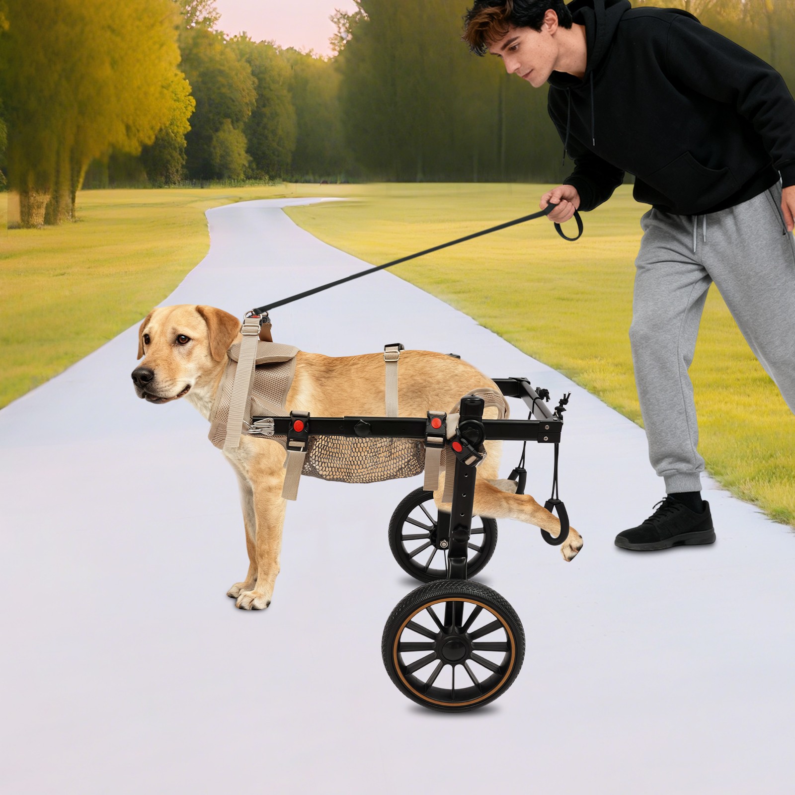 2-Wheel Dog Wheelchairs for Back Legs Adjustable Pet Rehabilitation Walking Aid