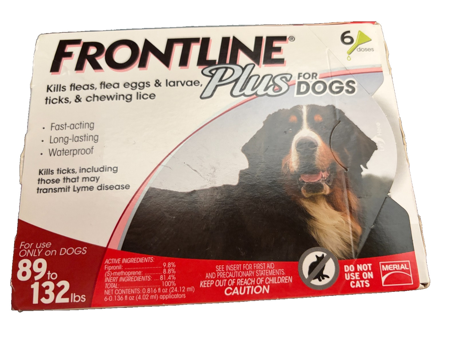 Frontline Plus 89-132 lbs Flea & Tick Treatment for LARGE Size Dogs 6 Doses