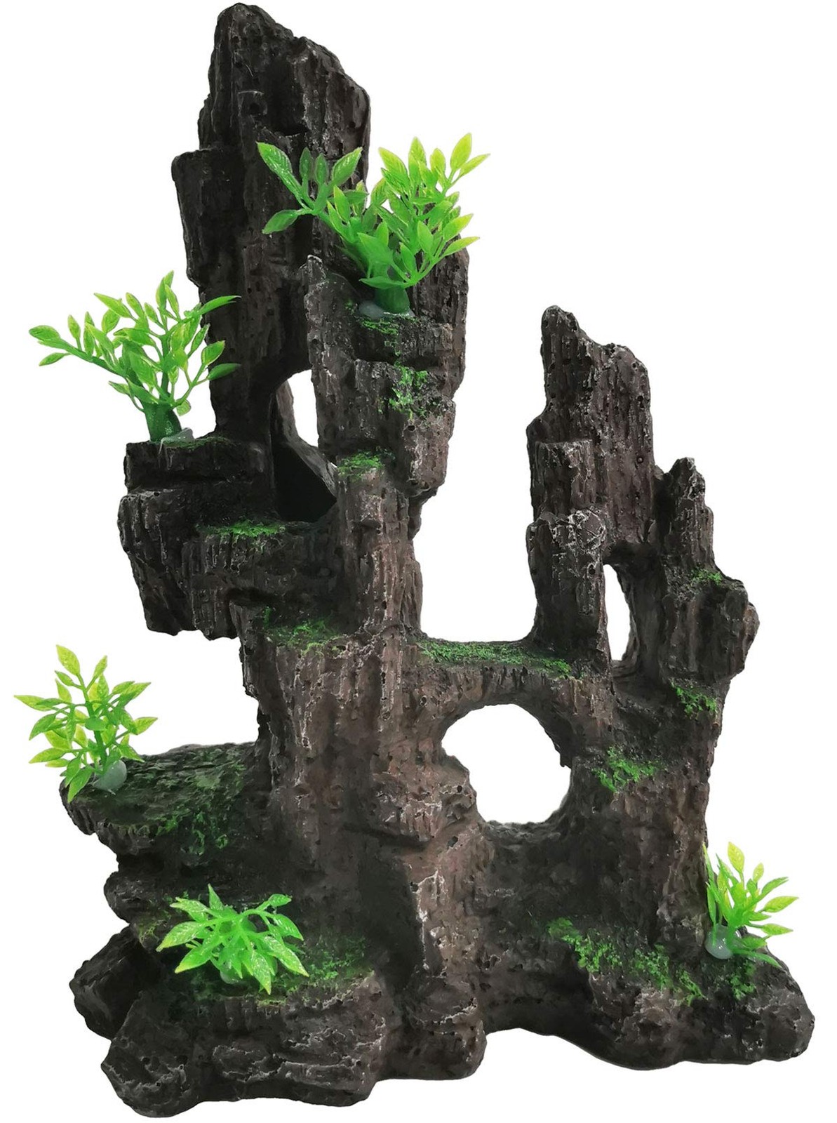 kathson Aquarium Mountain View Stone Resin Fish 8.0〞L x 4.3〞W x 10.4〞H, Green