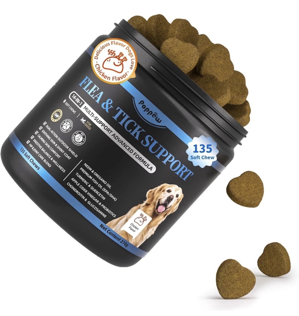 Plus Flea and Tick Treatment for Dogs All 135 Soft Chews, Chicken Flavor
