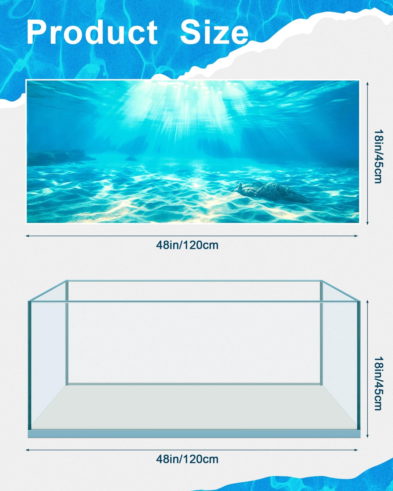 Mindsoft 4 Pack Aquarium Background Polyester 48 x 18 Inch Cloth 48 x 18