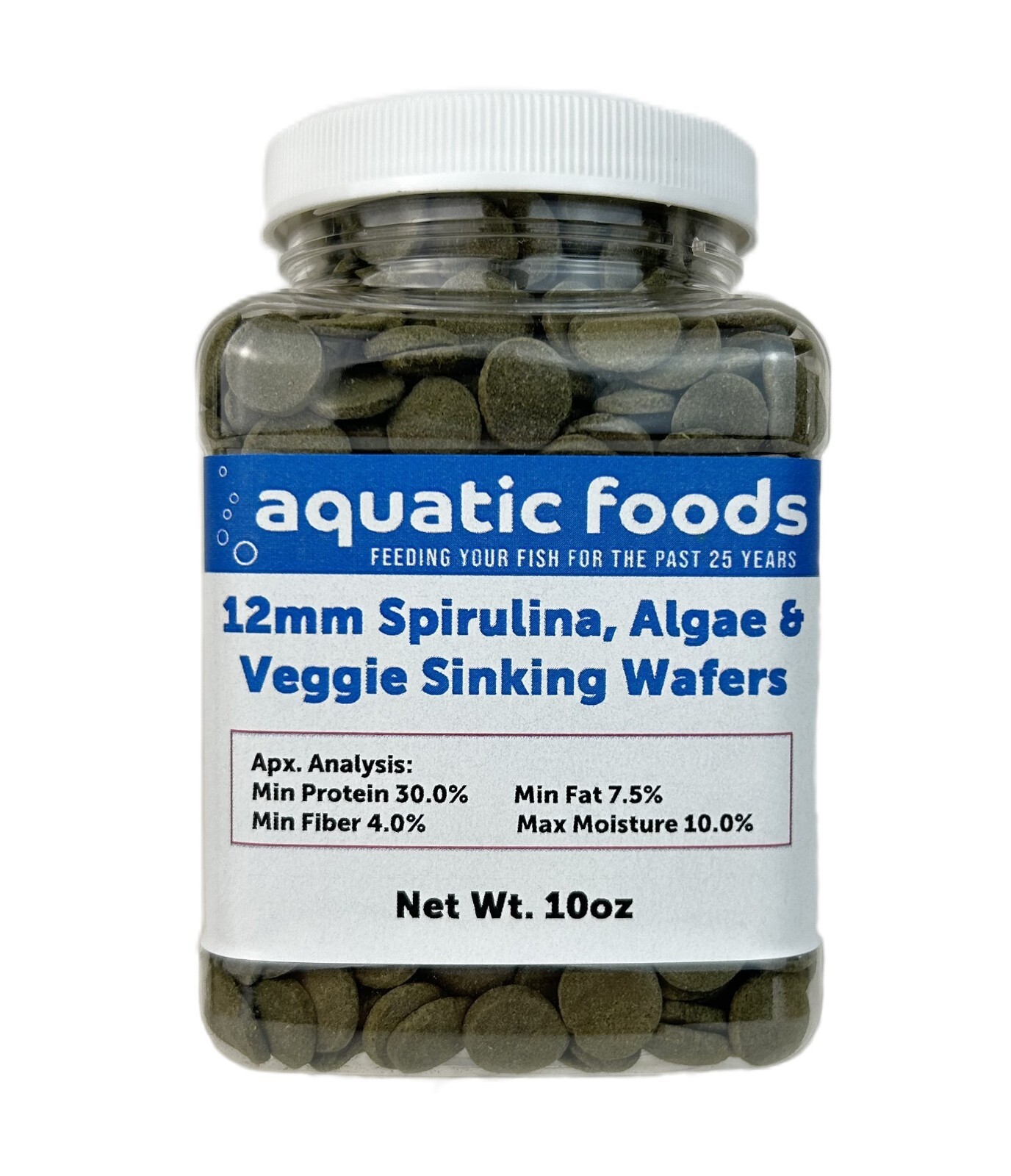 12mm – 1/2″ Spirulina, Algae & Veggie Sinking Wafers for Bottom Feeders. WL-JAR