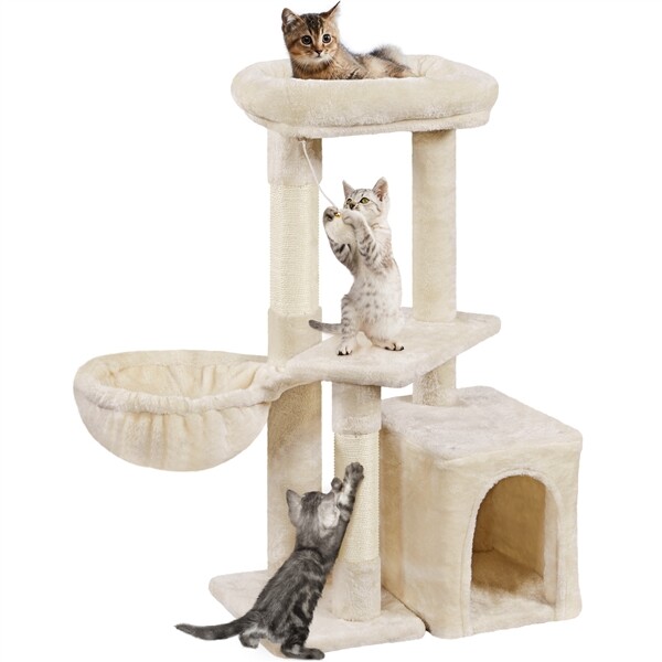 Cute Cat Tree Cat Tower w/ Platform, Cat Condo Cat Play House for Indoor Cats