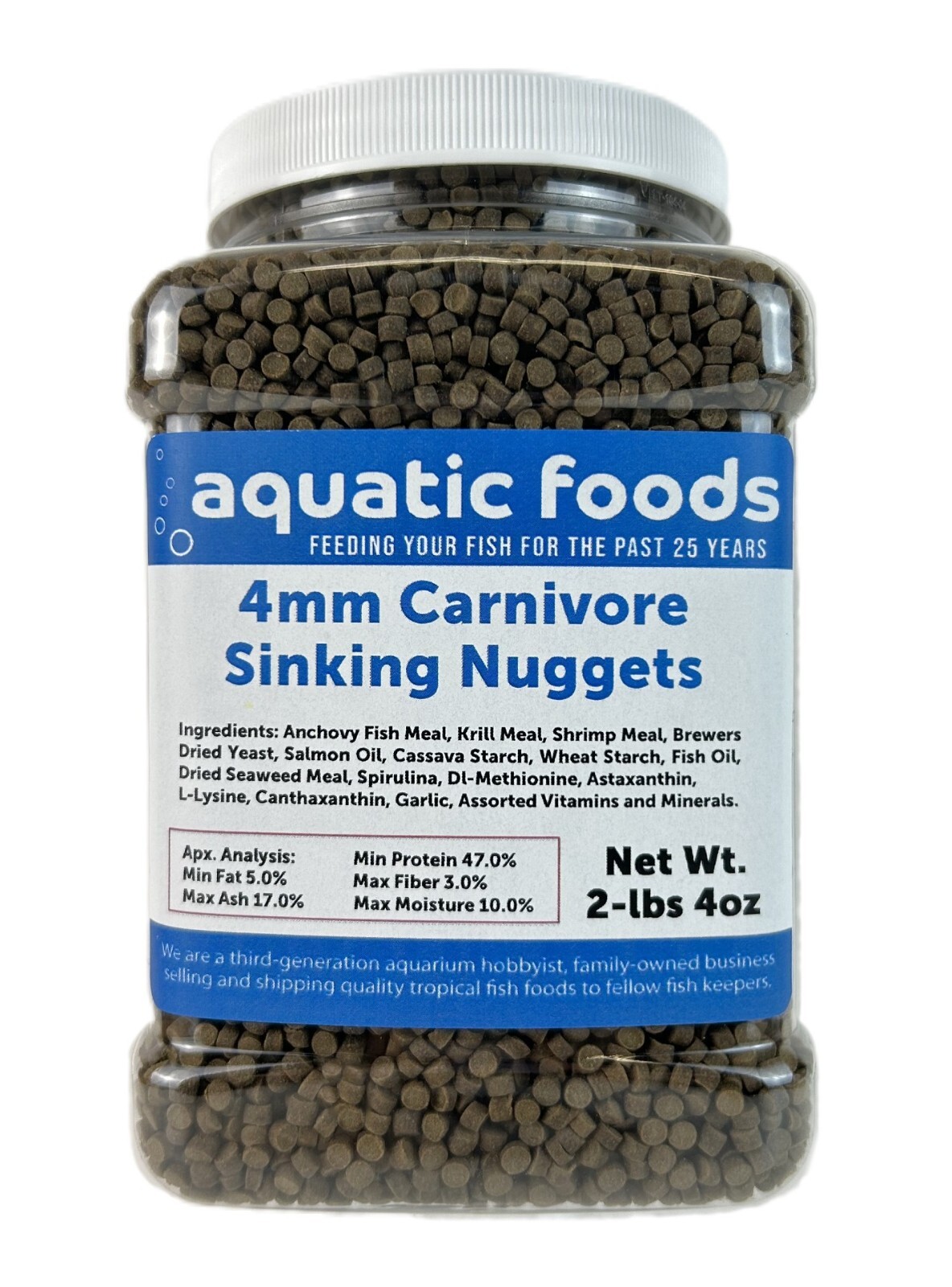 4mm- 3/16″ Carnivore Sinking Nuggets for Oscars, Discus, Angelfish & More WL-JAR