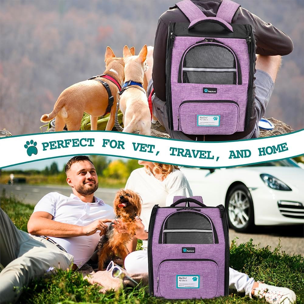 Dog Backpack Carrier for Small Medium Dogs Large Cats up to 18 Lbs, 2 Side Entry