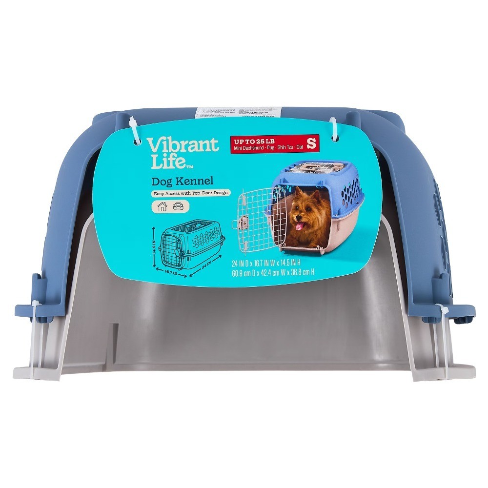 Blue Small 2 Door Pet Crate for Dogs up to 25 lbs