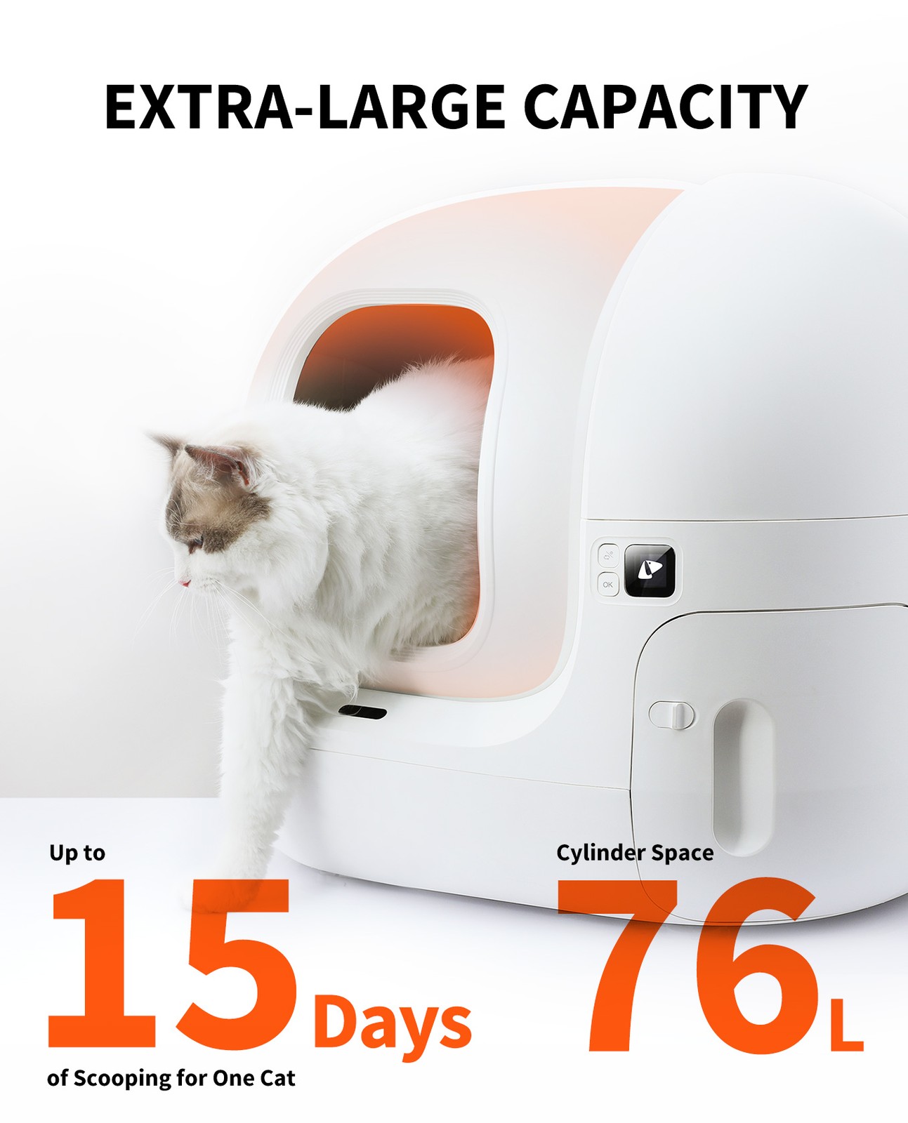 Automatic Self-Cleaning Cat Litter Box XL-Capacity for Multiple Cats App Control
