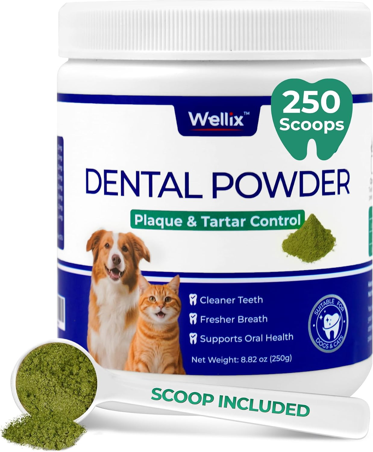 8.82oz Dog Teeth Cleaning Powder – Dog Dental Care Powder and Cat Breath