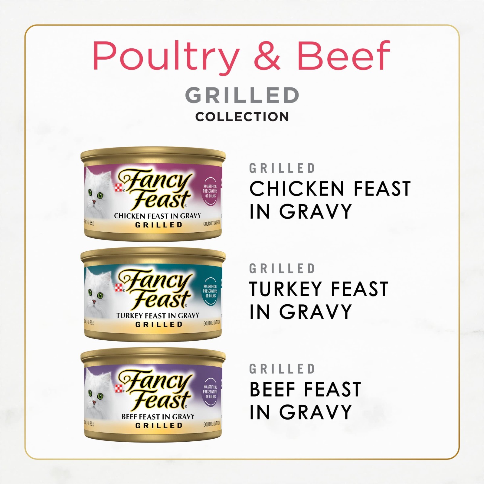 2 PACK Purina Fancy Feast Grilled Wet Cat Food Poultry and Beef Collection, 30ct