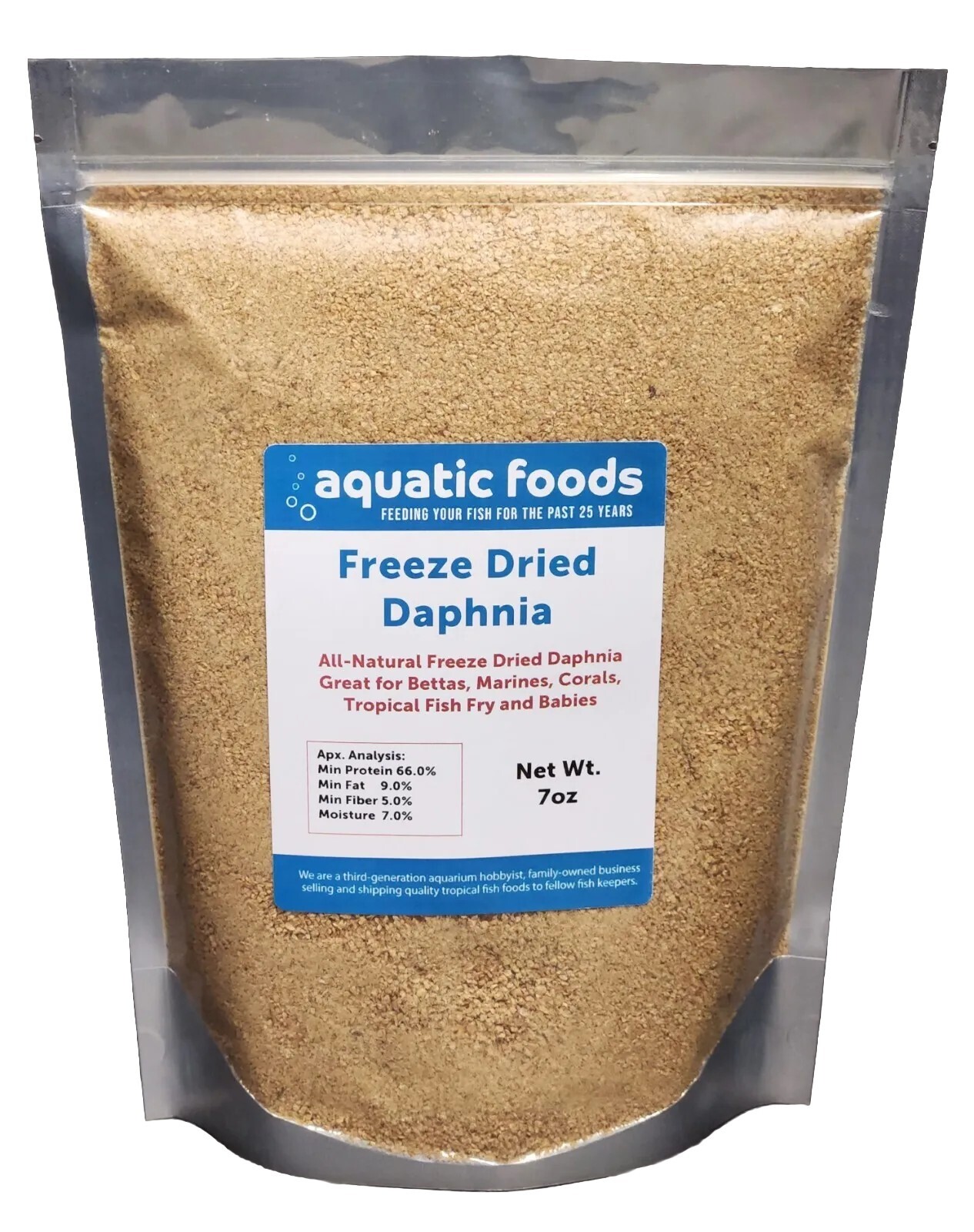 Daphnia–Freeze Dried, For Tiny Fish, Fry, Babies, Corals, Anemones. 7oz Bag