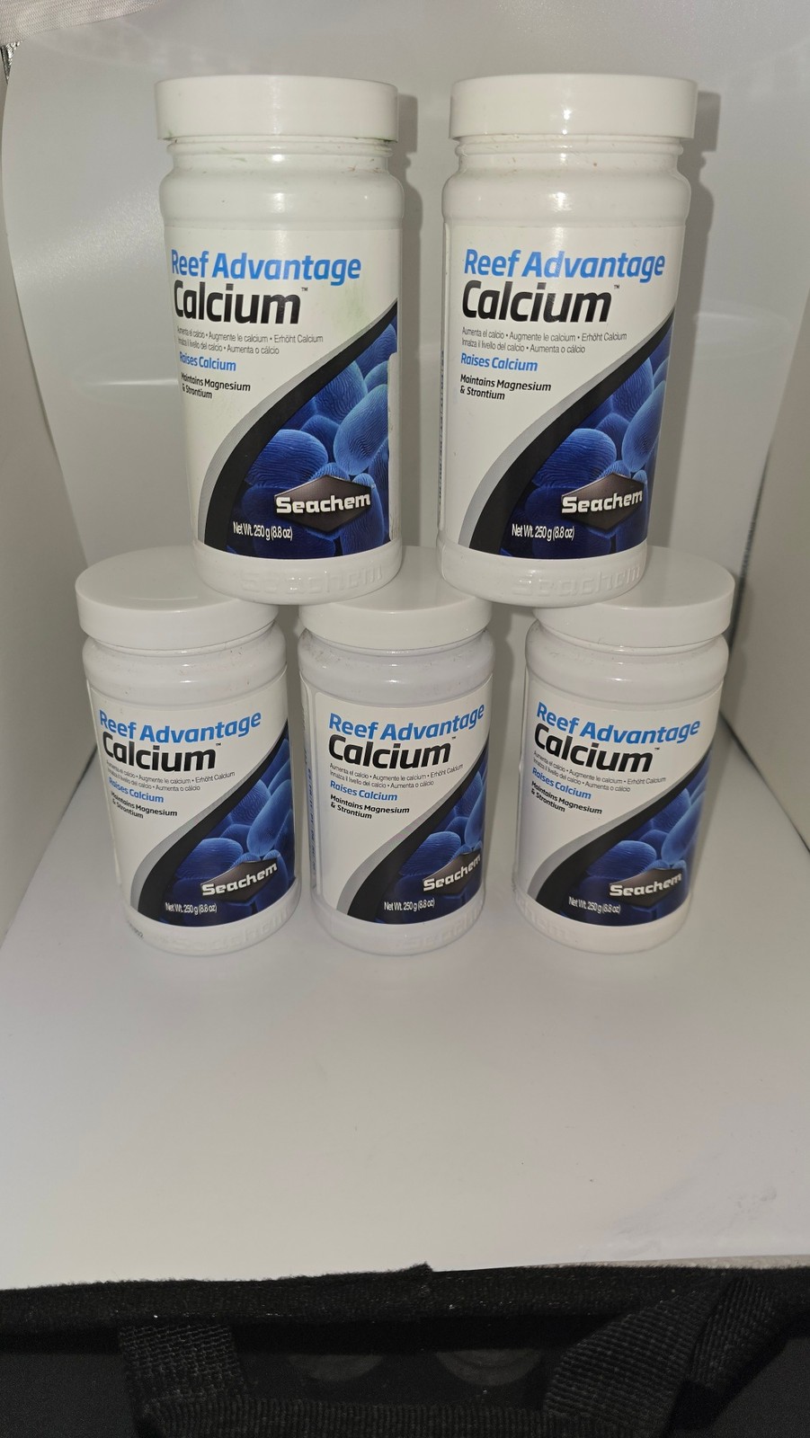 5 Pack Seachem Reef Advantage Calcium Magnesium Strontium 250g 8.8 oz Ea
