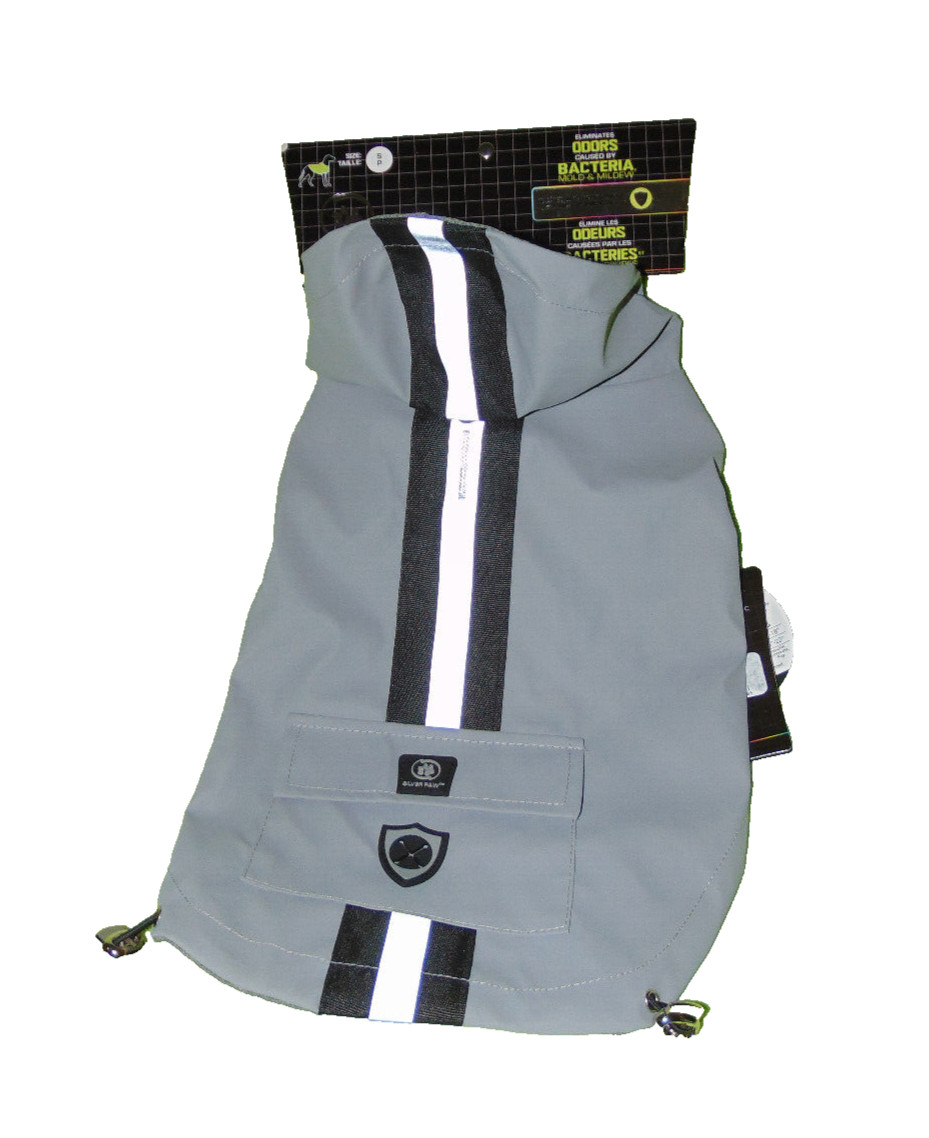 Silver Paw Gray Dog Rain Jacket Small New