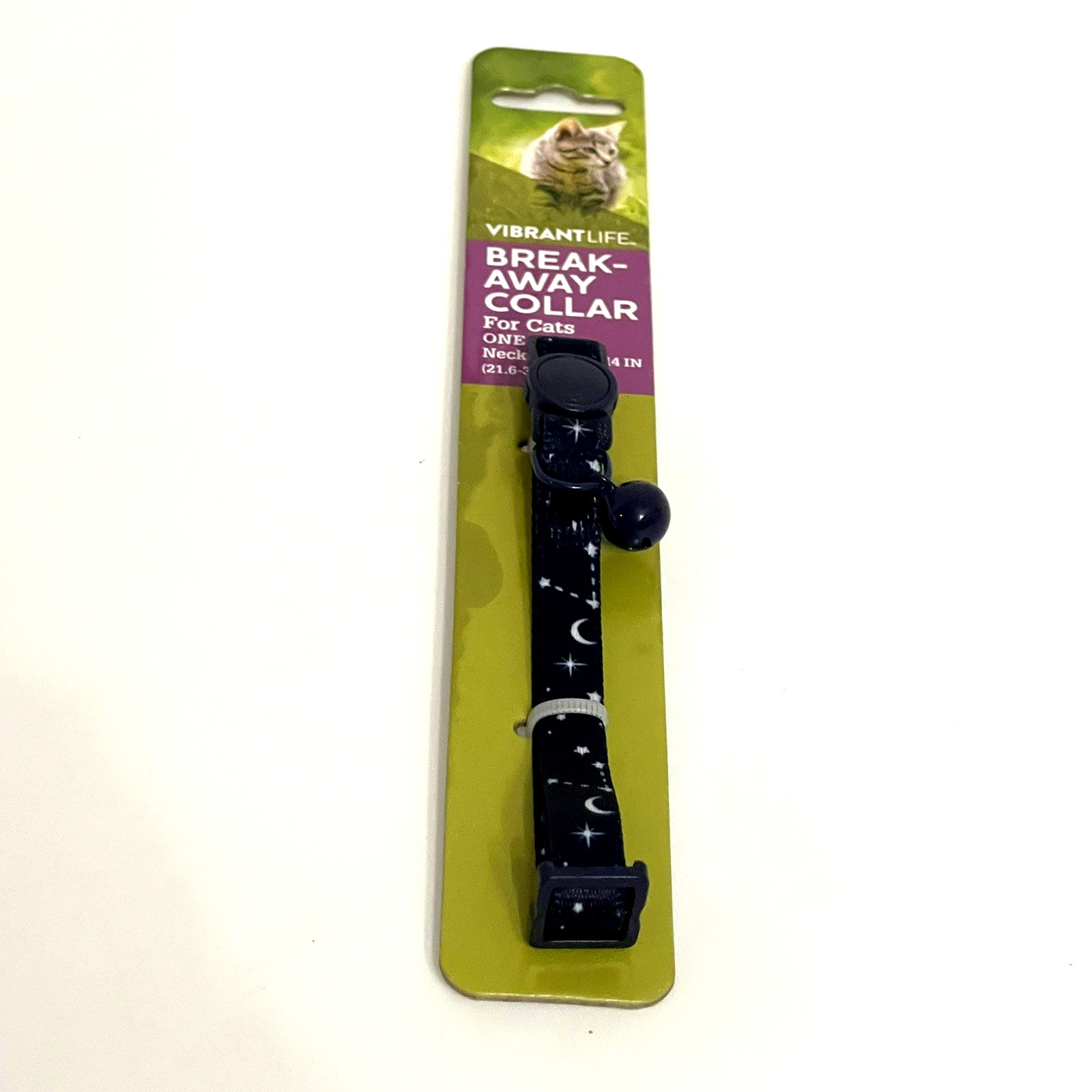Break-Away Cat Collar With Bell – Celestial Stars & Moon Pattern – Vibrant Life