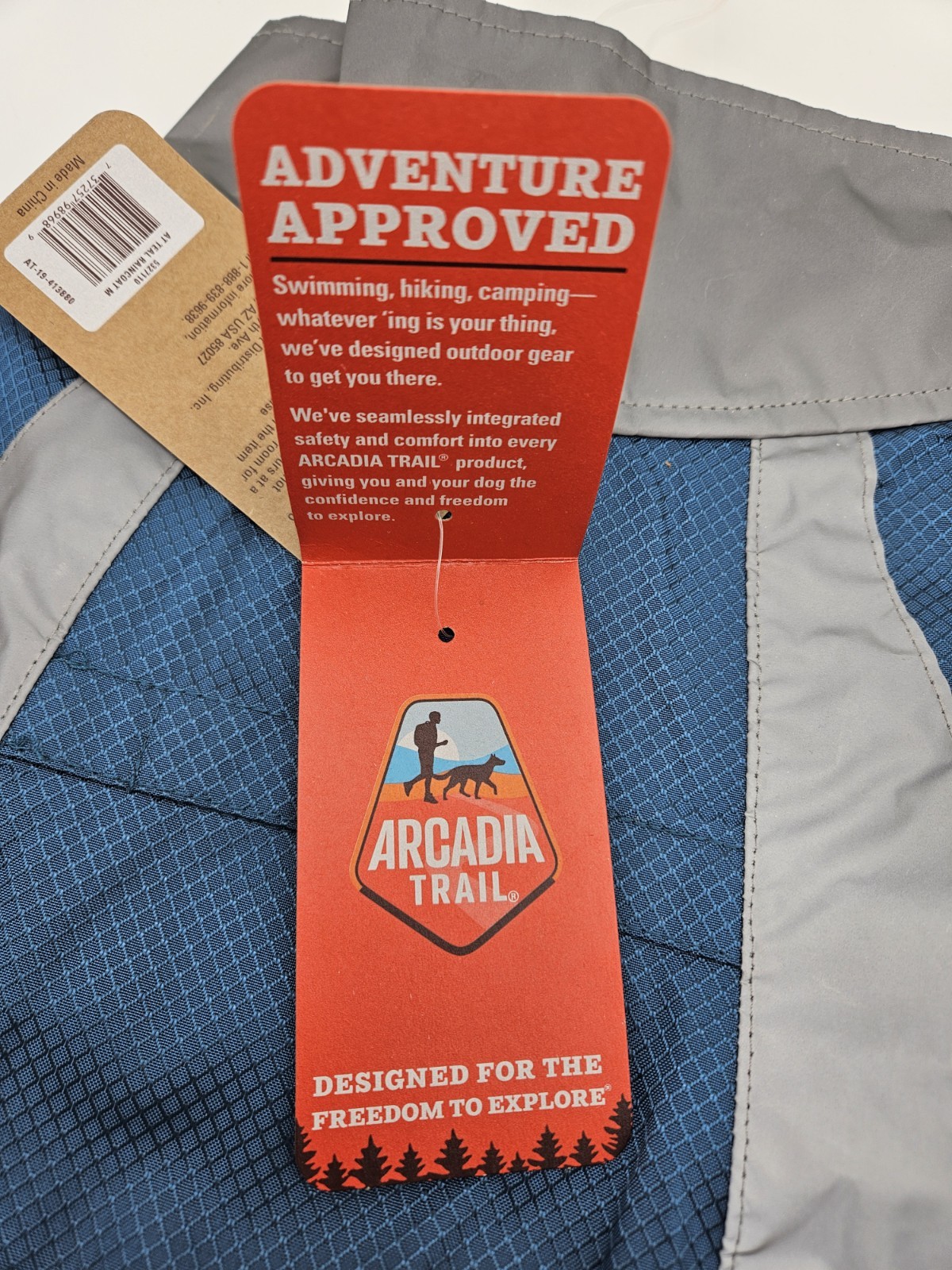 Arcadia Trail Reflective Dog Raincoat High Vis Blue Teal Packable Jacket Medium