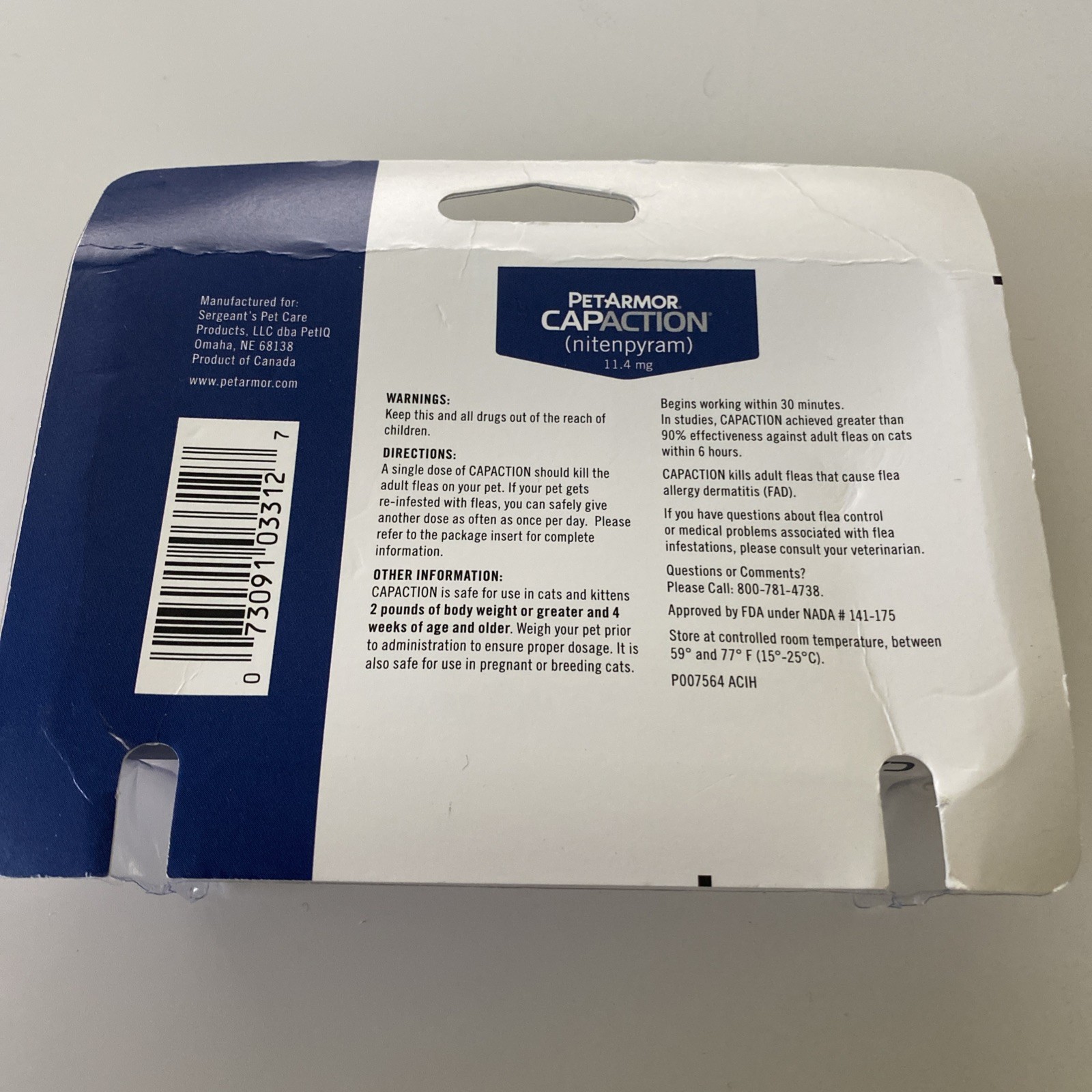 PetArmor CAPACTION (nitenpyram) Oral Treatment for Cats 6 Tablets EXP 04/27