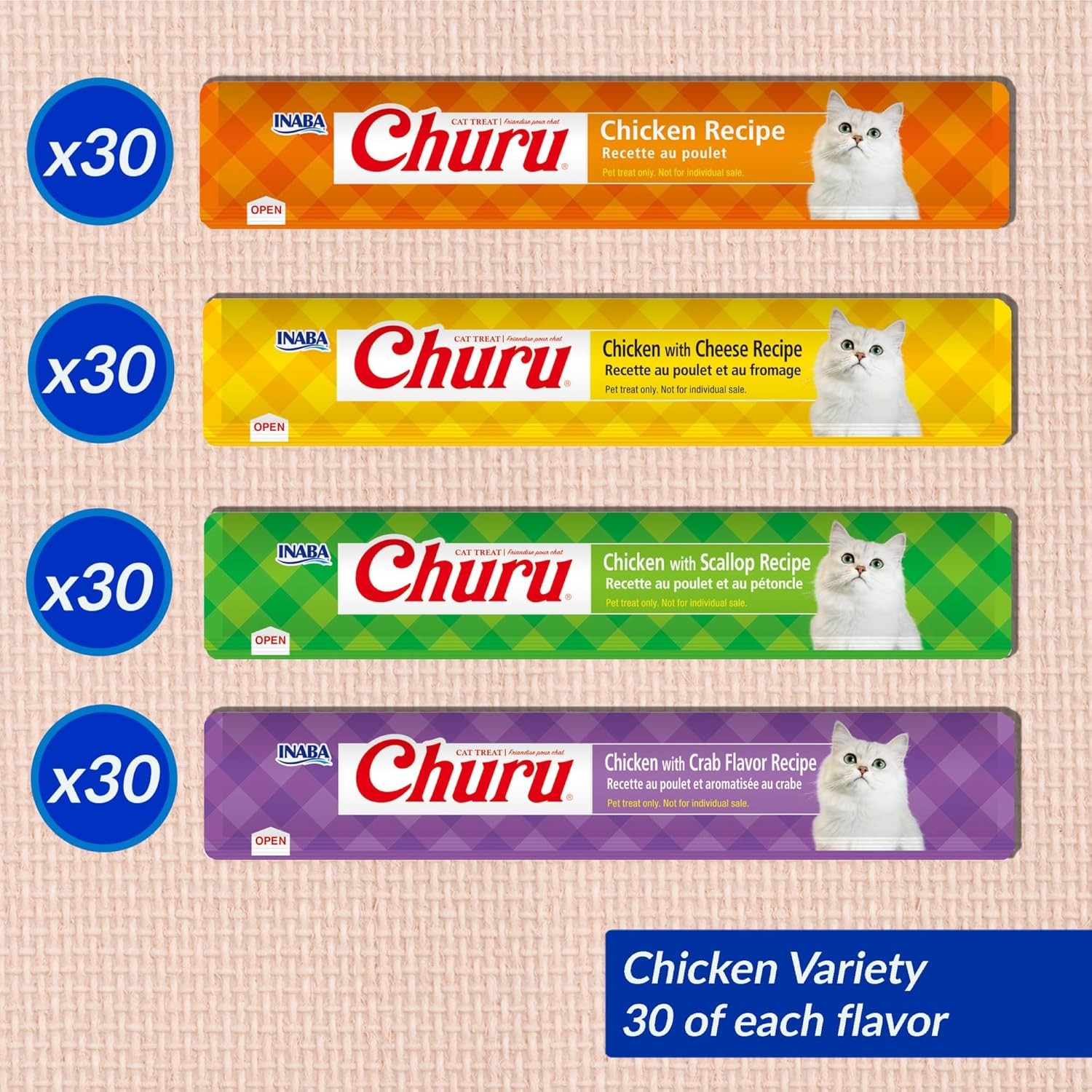 Churu Cat Treats Lickable Squeezable Creamy Purée W/ Vitamin E 0.5 Ounces per