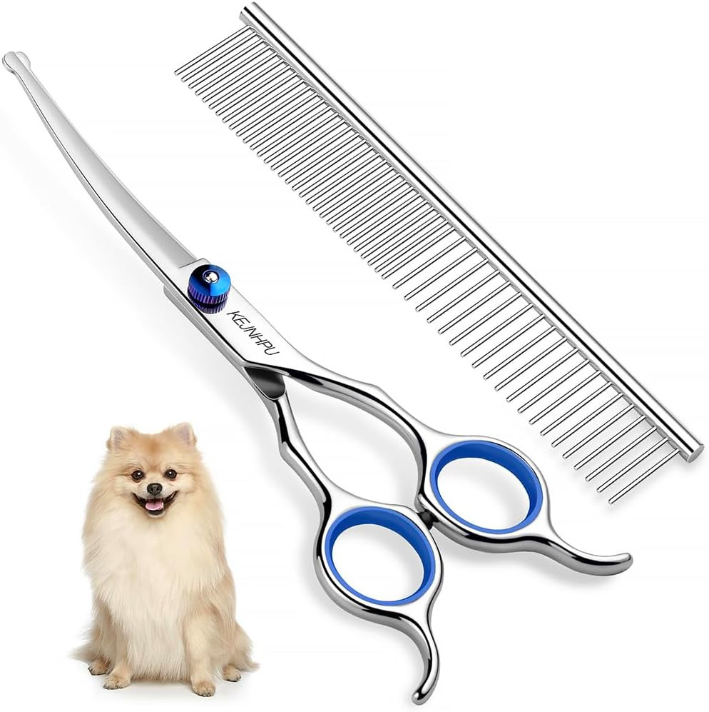 Professional Dog Grooming Kit 6.8 Inches, Curved Dog Grooming Scissors with Safe