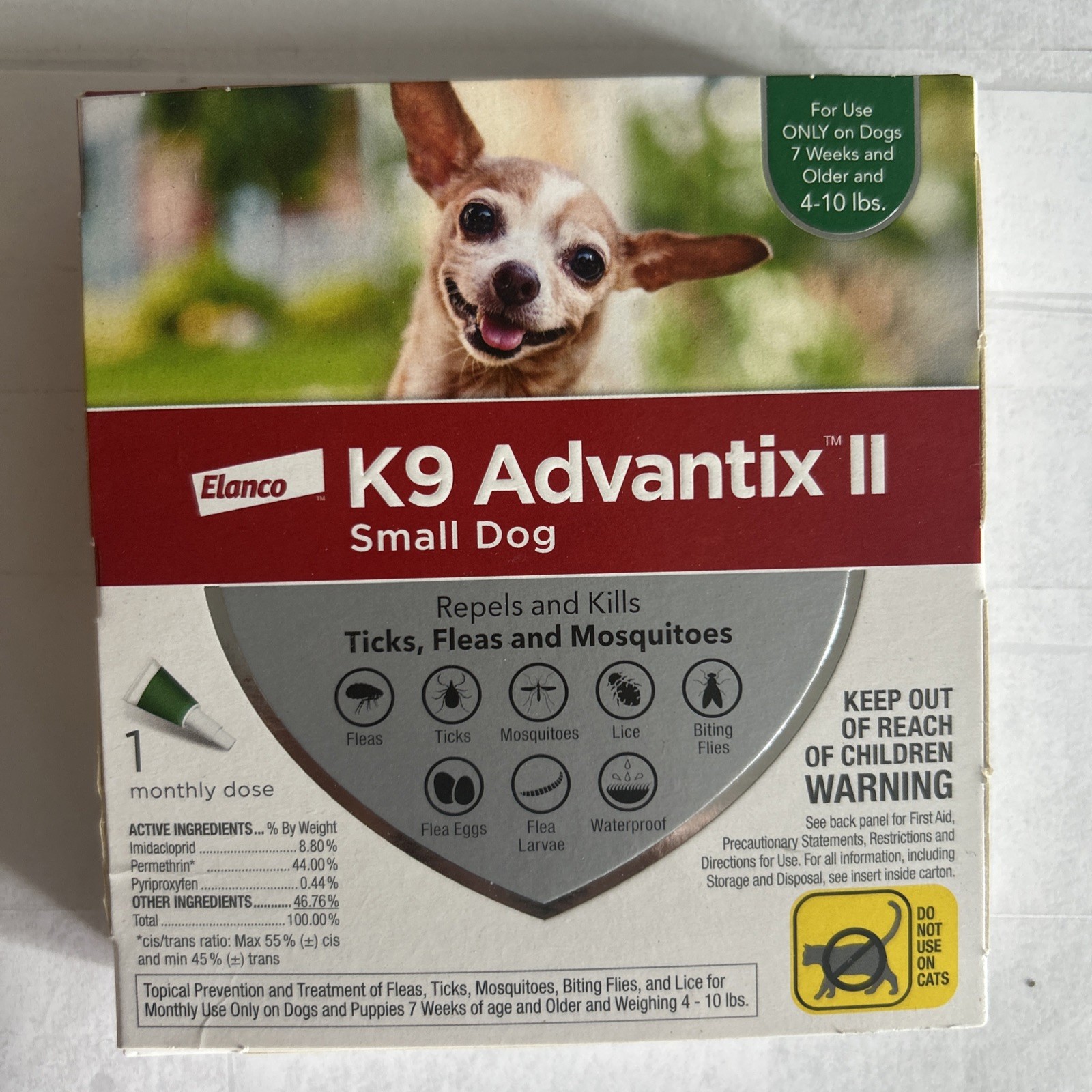 Elanco K9 Advantix II For a Small Dog 4-10lbs , One Dose