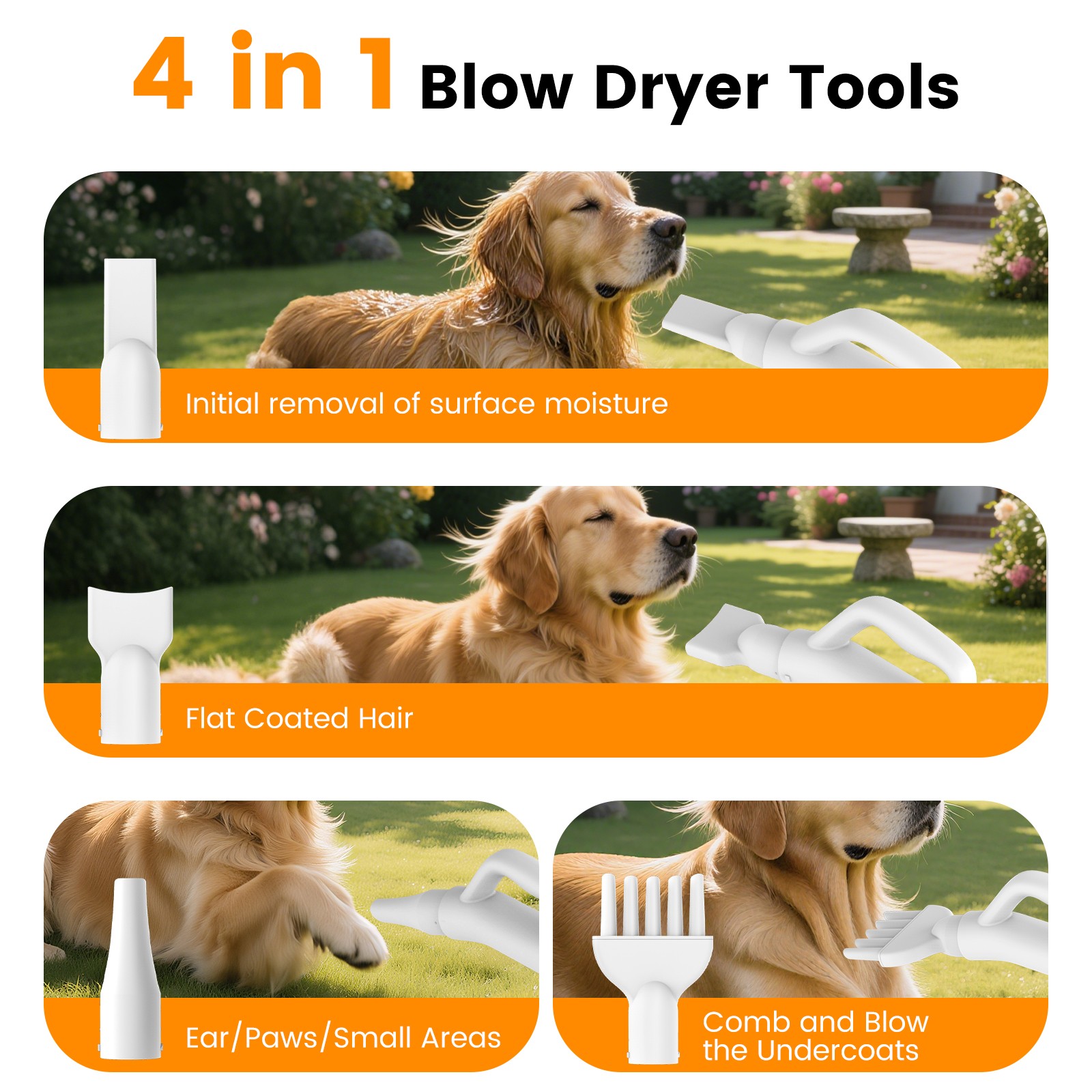 AIRROBO PGD100 Pet Hair Dryer Dog Grooming Blow Dryer Adjustable Temp Wind Speed