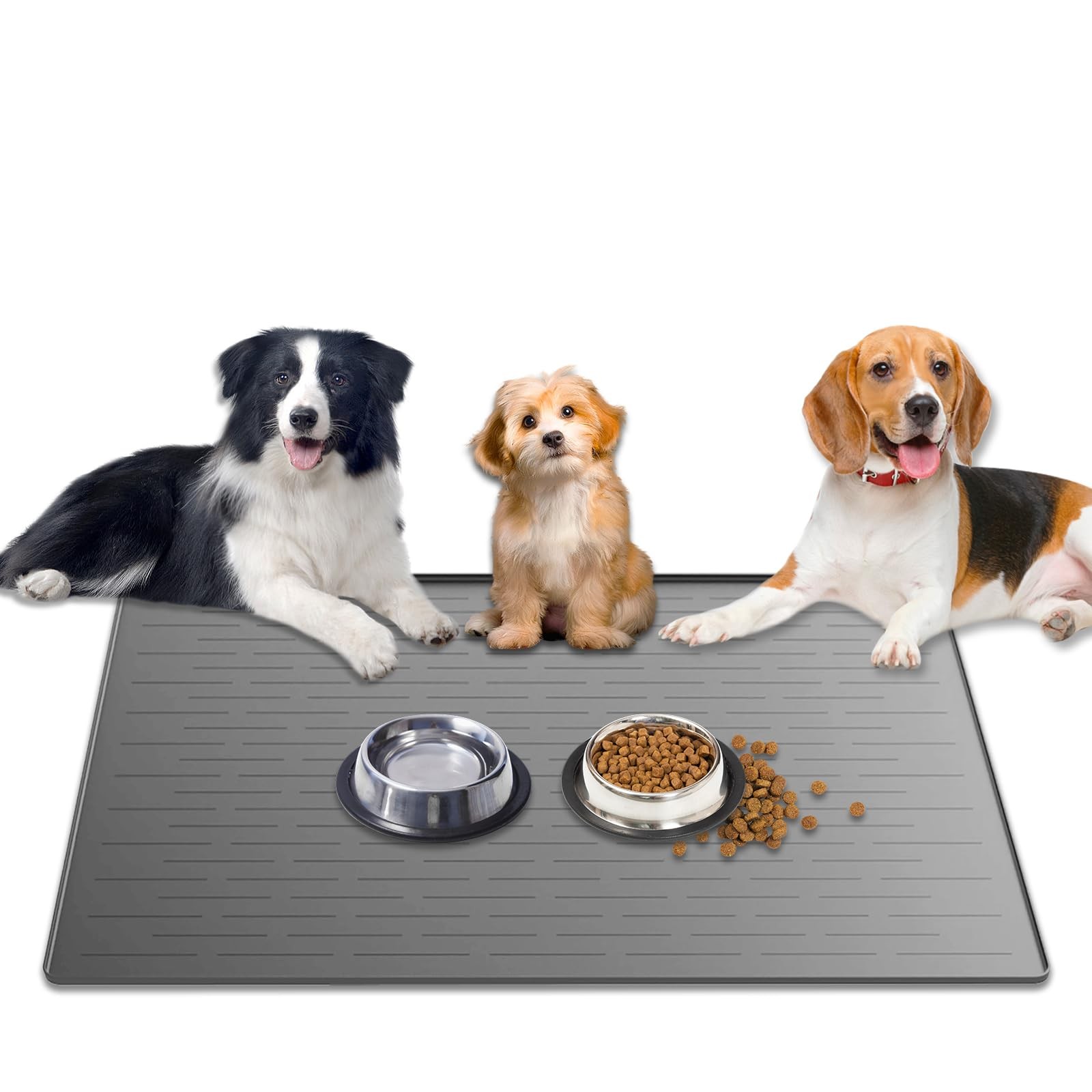 1.5MM Super Thick Dog Food Mat, 40″x30″ Silicone Dog and Cat Mats for Food an…