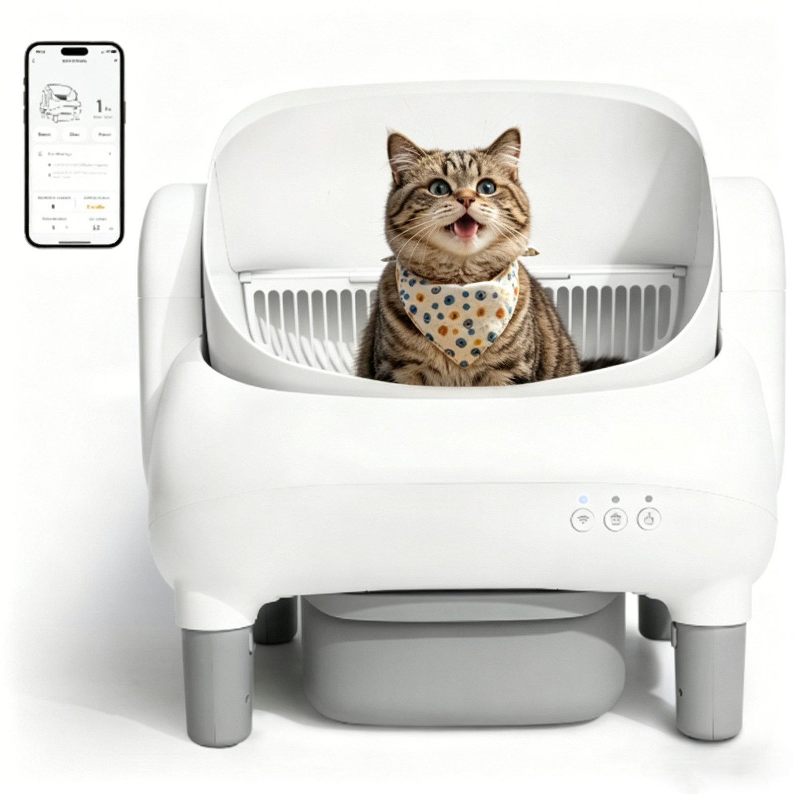 Used Smart Self-Cleaning Cat Litter Box App Control for Cats Quiet and safty