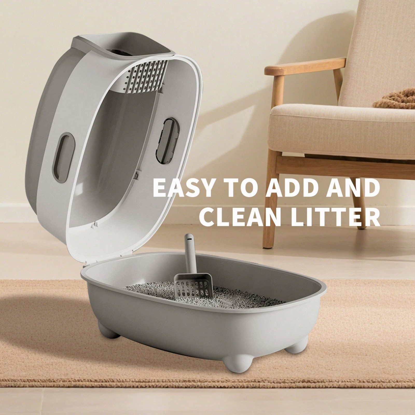 Extra Large Enclosed Cat Litter Box and Litter Scoop Anti-Splashing XL