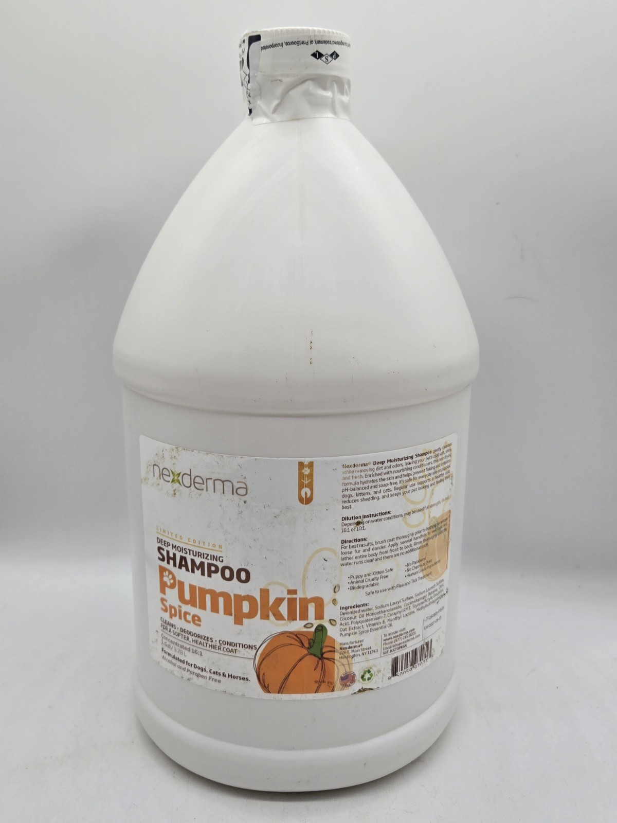 Nexderma Deep Moisturizing Pet Shampoo Pumpkin Spice 1 Gal, NEW, Dogs Cats Horse