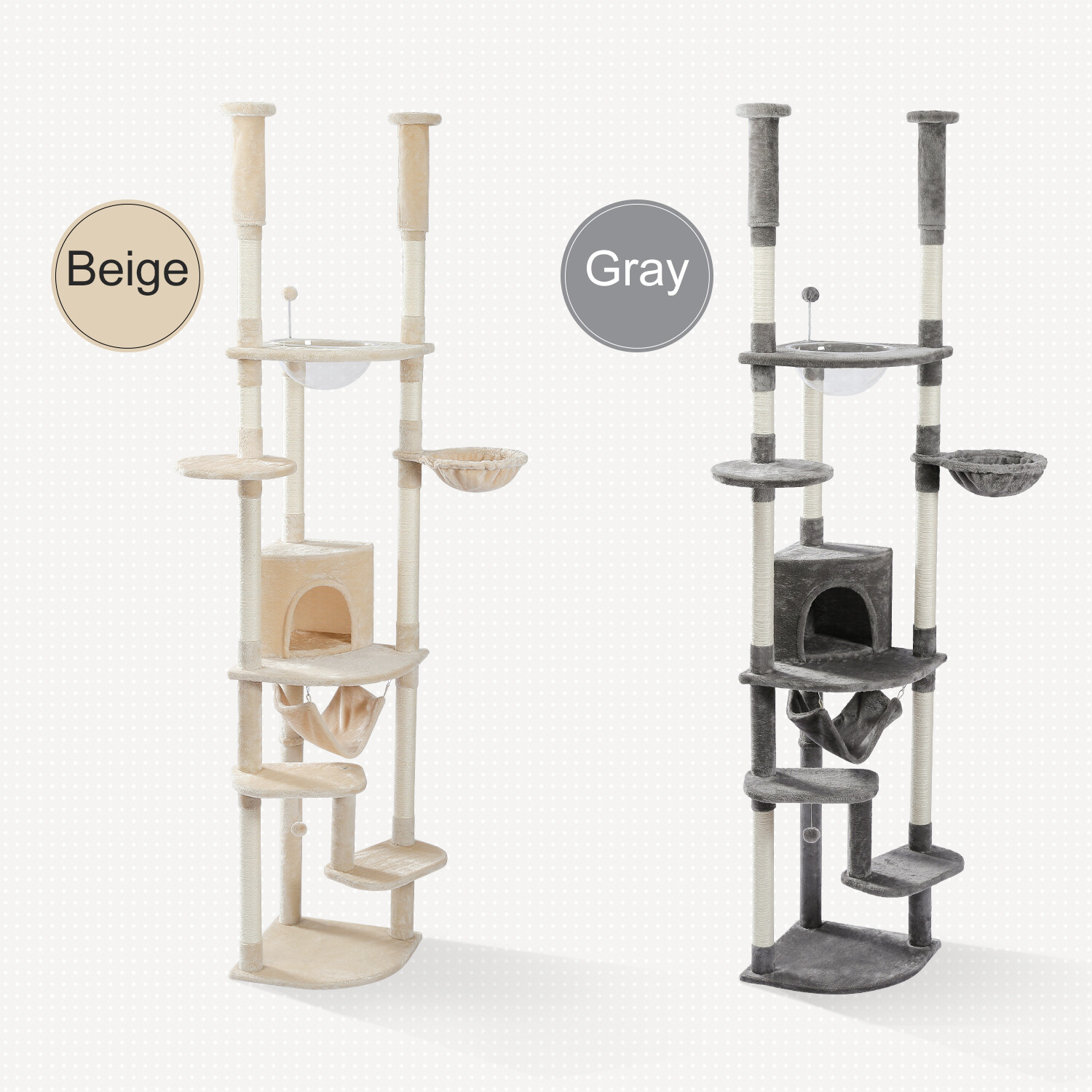 PAWZ Road Cat Tree Tower Floor to Ceiling High Cat Scratching Post Condo House